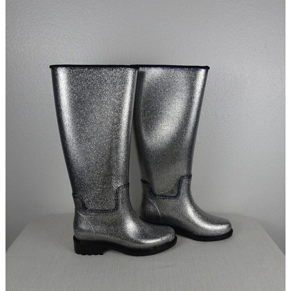 MELISSA Thermal Seasonal Rainboots Women's Boots Silver Lugged New Size 6